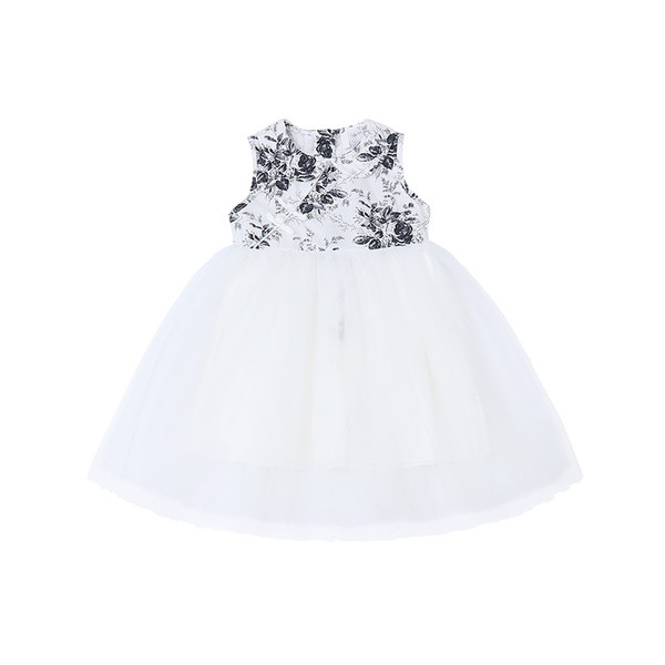 Rochie de copii moderna pentru fete in doua culori cu tul si motive florale