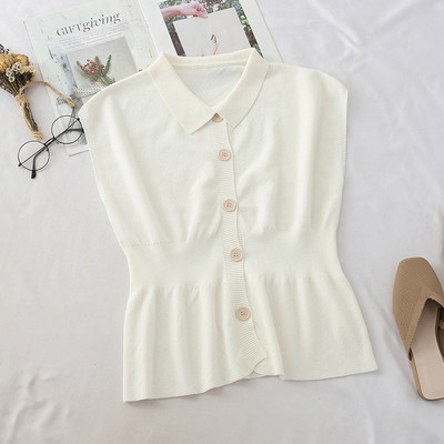 Maiou elegant de damă cu guler și nasturi în mai multe culori