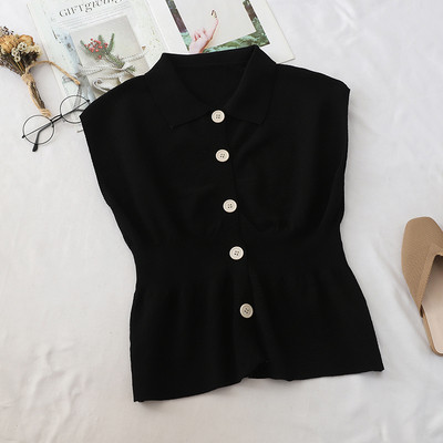 Maiou elegant de damă cu guler și nasturi în mai multe culori