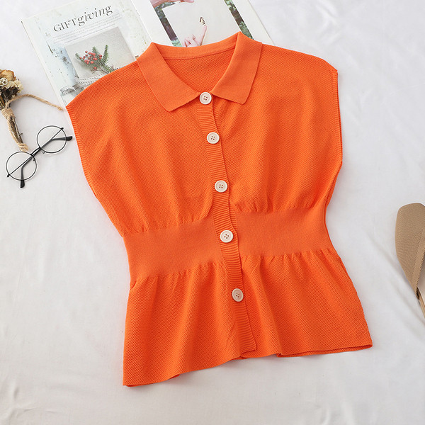 Maiou elegant de damă cu guler și nasturi în mai multe culori