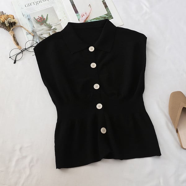 Maiou elegant de damă cu guler și nasturi în mai multe culori