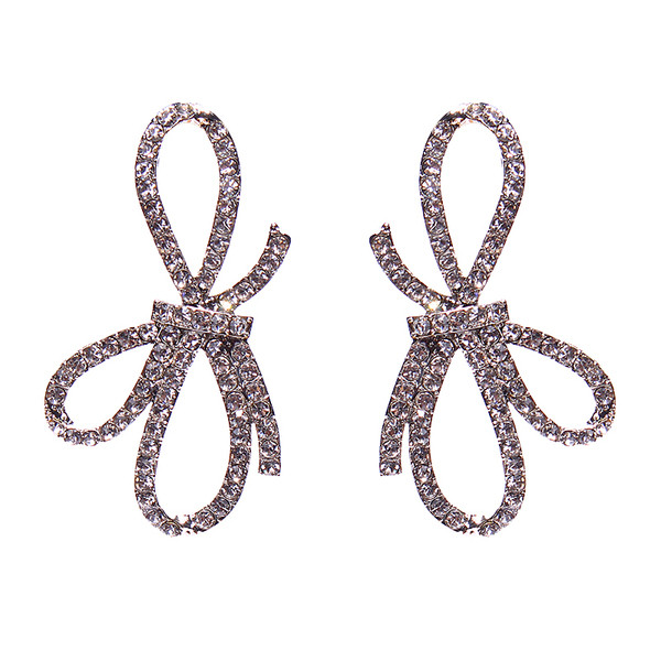 Cercei de dama moderni de culoare argintie cu pietre