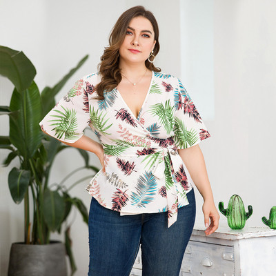 Bluză de damă modernă cu decolteu în V cu mâneci 3/4