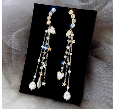 Cercei eleganti de dama cu margele si perle