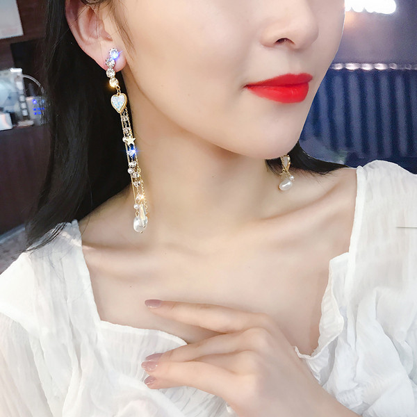 Cercei eleganti de dama cu margele si perle