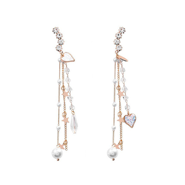 Cercei eleganti de dama cu margele si perle