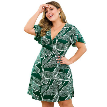 Rochie casual dama cu decolteu in V si legaturi in talie in doua culori - marimi mari