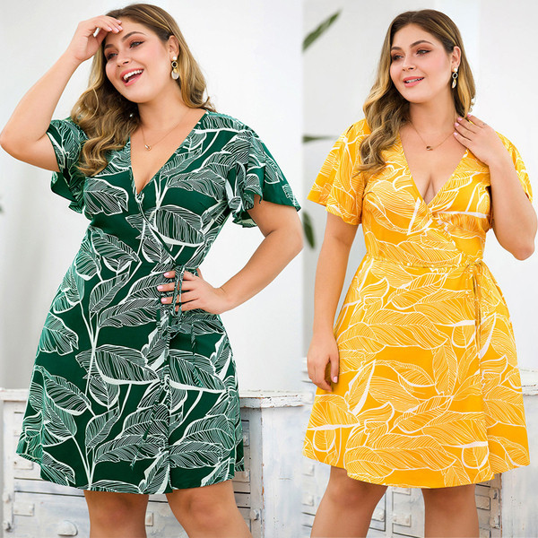 Rochie casual dama cu decolteu in V si legaturi in talie in doua culori - marimi mari