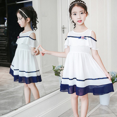 Rochie moderna pentru copii pentru fete in trei culori cu panglica