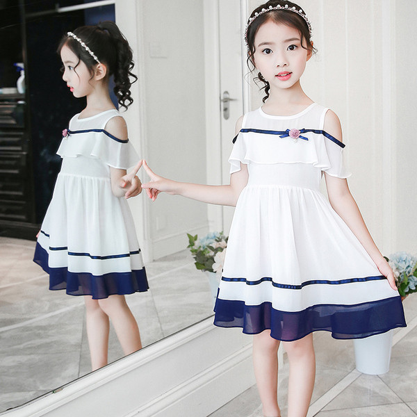 Rochie moderna pentru copii pentru fete in trei culori cu panglica