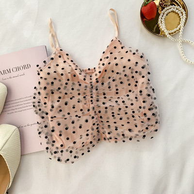 Maieu scurt de damă cu puncte în roz și maro