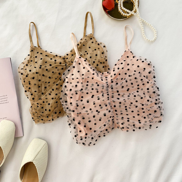 Maieu scurt de damă cu puncte în roz și maro