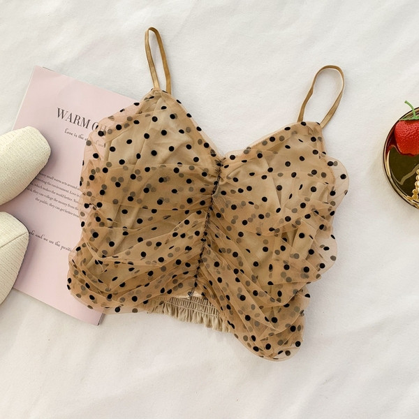 Maieu scurt de damă cu puncte în roz și maro