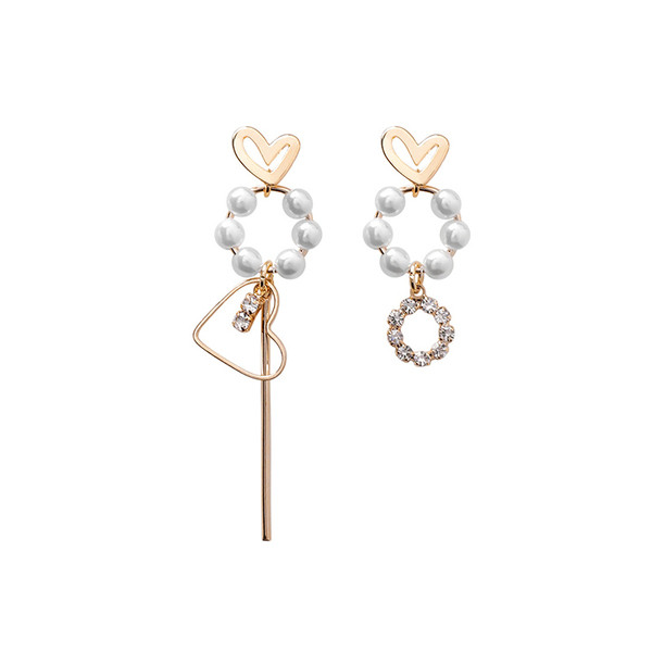 Cercei eleganti de dama de culoare aurie cu perle si pietre