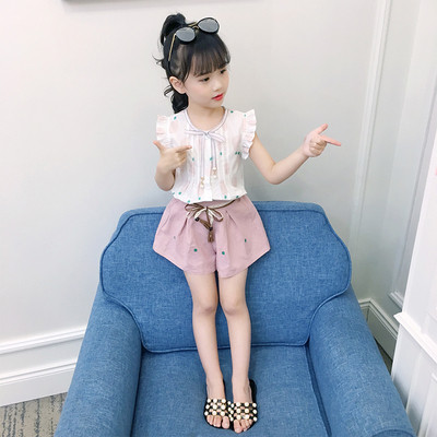 Set pentru copii elegant pentru fete în două culori - pantaloni scurți și maiou