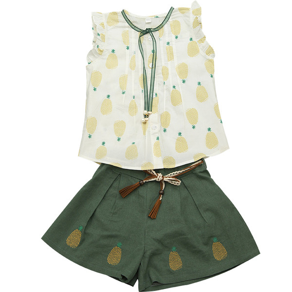 Set pentru copii elegant pentru fete în două culori - pantaloni scurți și maiou