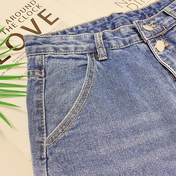 Blugi moderni de dama cu talie inalta in albastru