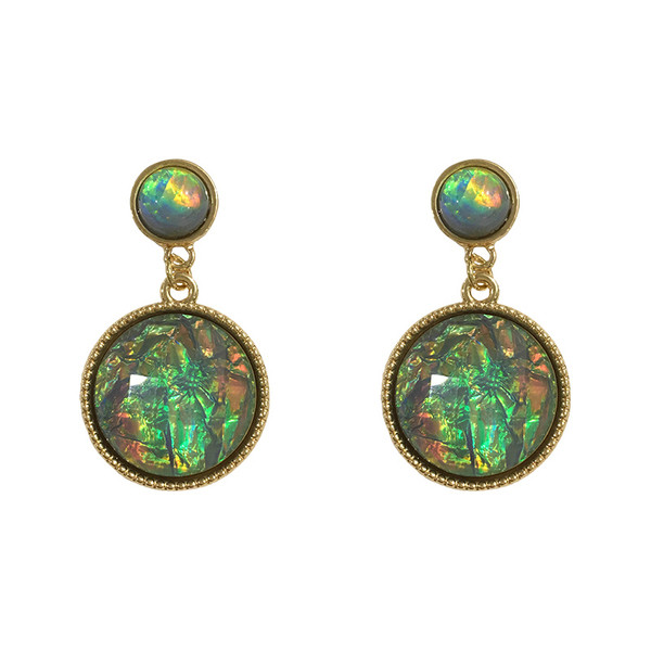 Cercei moderni de dama in verde si alb