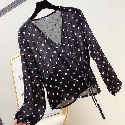 Cămașă de damă cu buline în două culori