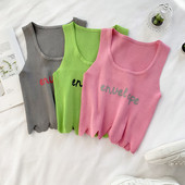 Maiou de damă de zi cu zi model scurt cu inscripție în mai multe culori