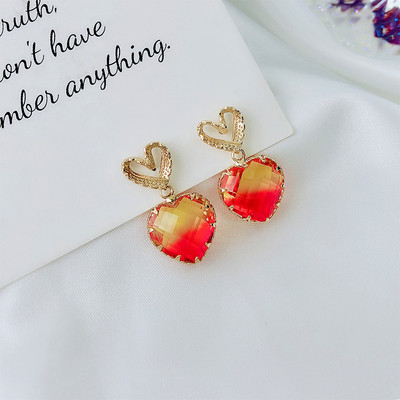 Cercei moderni de dama cu pietre - in doua culori