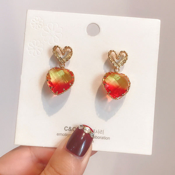 Cercei moderni de dama cu pietre - in doua culori