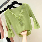 Bluza de dama cu maneci 3/4 si dantela in mai multe culori