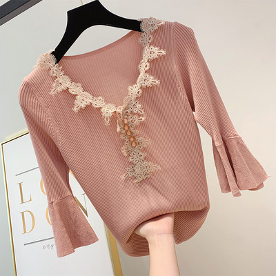 Bluza de dama cu maneci 3/4 si dantela in mai multe culori