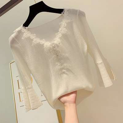 Bluza de dama cu maneci 3/4 si dantela in mai multe culori