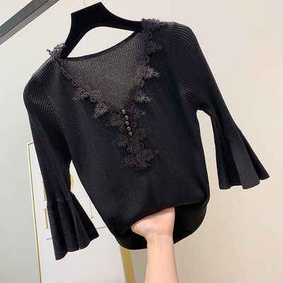 Bluza de dama cu maneci 3/4 si dantela in mai multe culori