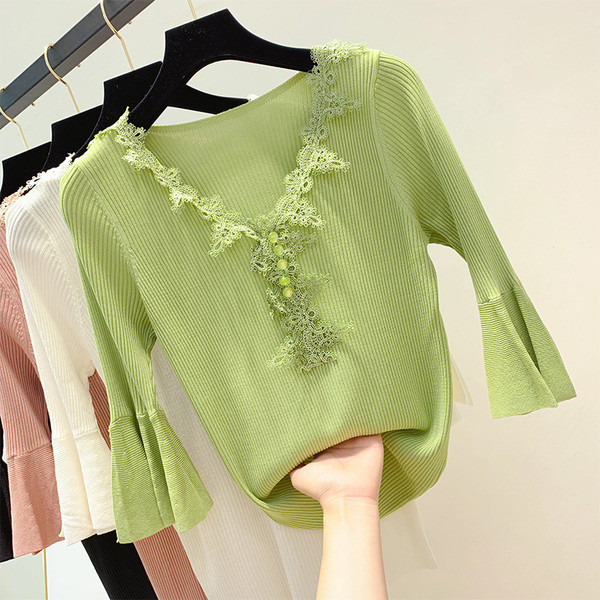 Bluza de dama cu maneci 3/4 si dantela in mai multe culori