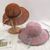 Palarie de plaja dama cu panglica in mai multe culori