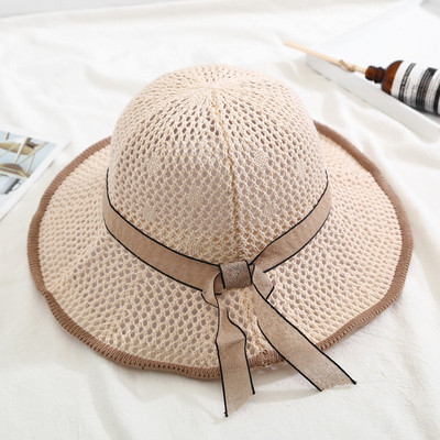 Palarie de plaja dama cu panglica in mai multe culori