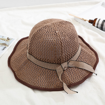 Palarie de plaja dama cu panglica in mai multe culori