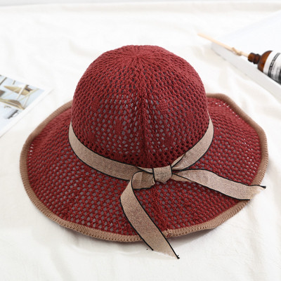 Palarie de plaja dama cu panglica in mai multe culori