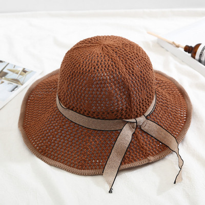 Palarie de plaja dama cu panglica in mai multe culori