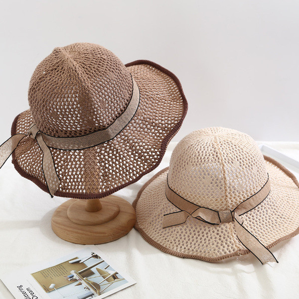 Palarie de plaja dama cu panglica in mai multe culori