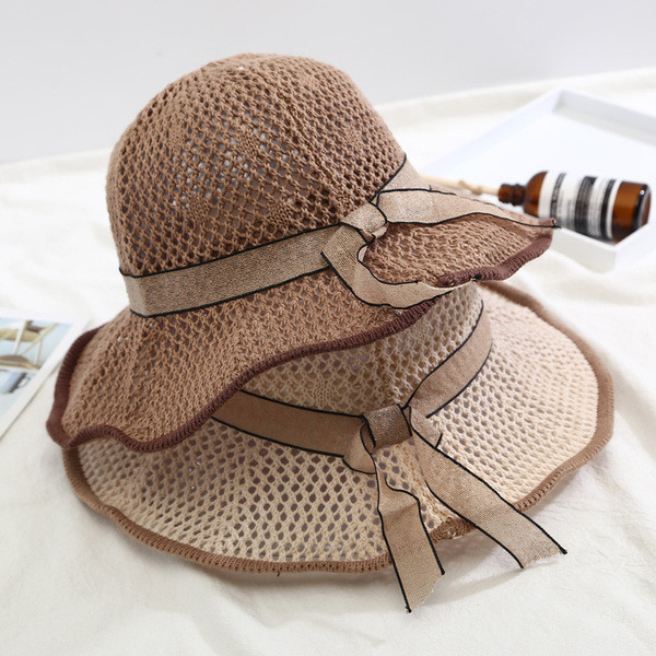 Palarie de plaja dama cu panglica in mai multe culori