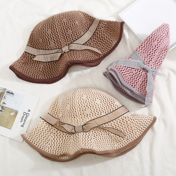 Palarie de plaja dama cu panglica in mai multe culori