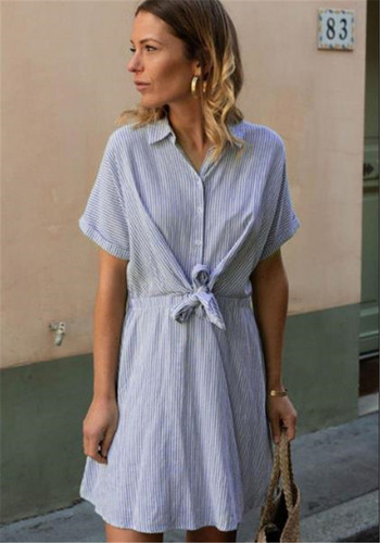 Rochie de dama eleganta cu maneci scurte si guler in doua culori