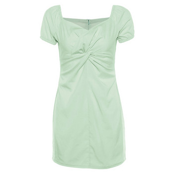Rochie casual dama model subtire cu maneci scurte de culoare verde
