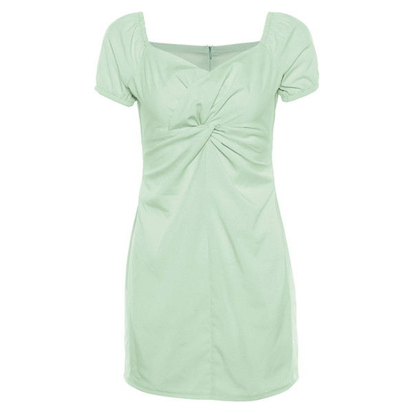 Rochie casual dama model subtire cu maneci scurte de culoare verde