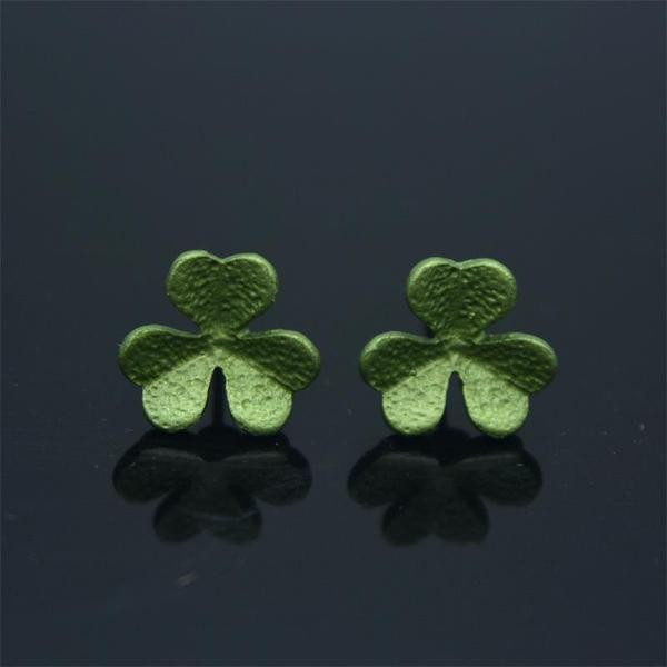 Cercei de dama in forma de trifoi de culoare verde