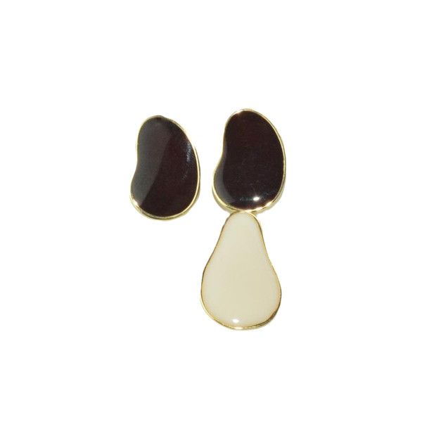 Cercei moderni de dama in doua culori