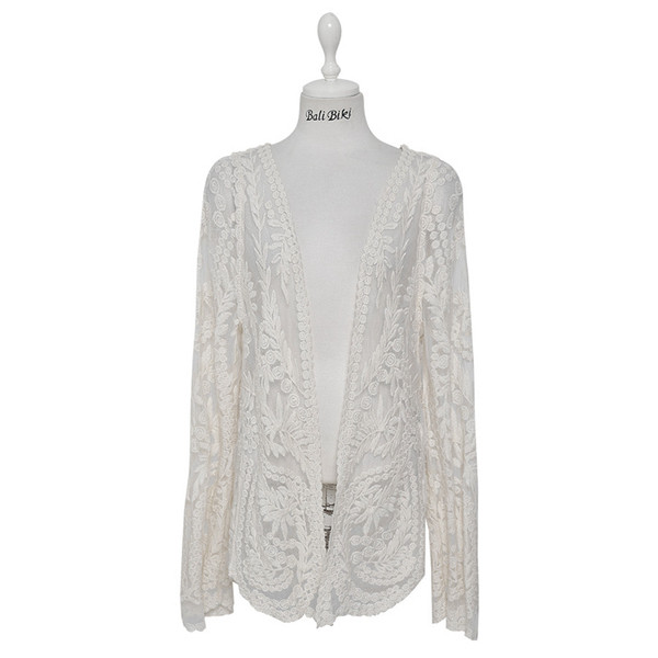 Pareo de damă elegant cu mâneci lungi în alb