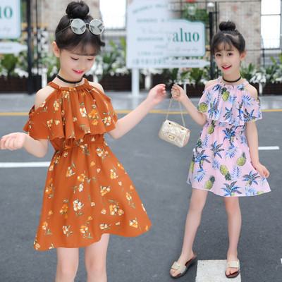 Ежедневна детска рокля за момичета в три цвята с флорални мотиви