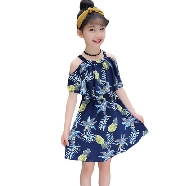 Rochie casual pentru copii pentru fete in trei culori cu motive florale