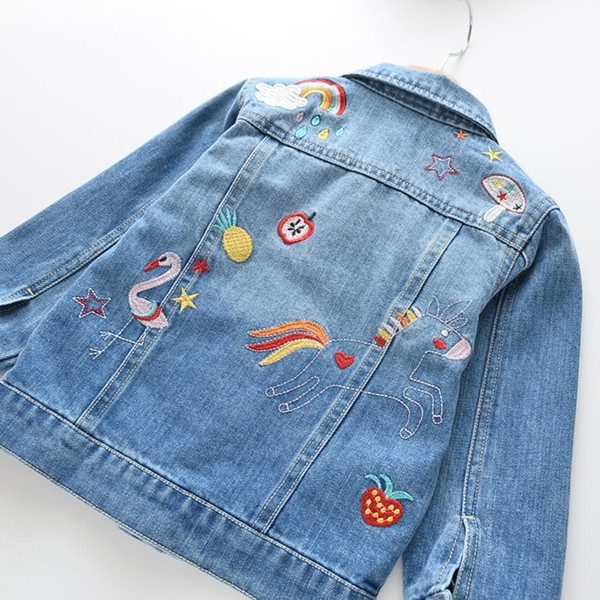Jachetă de blugi pentru copii modernă cu broderie pentru fete