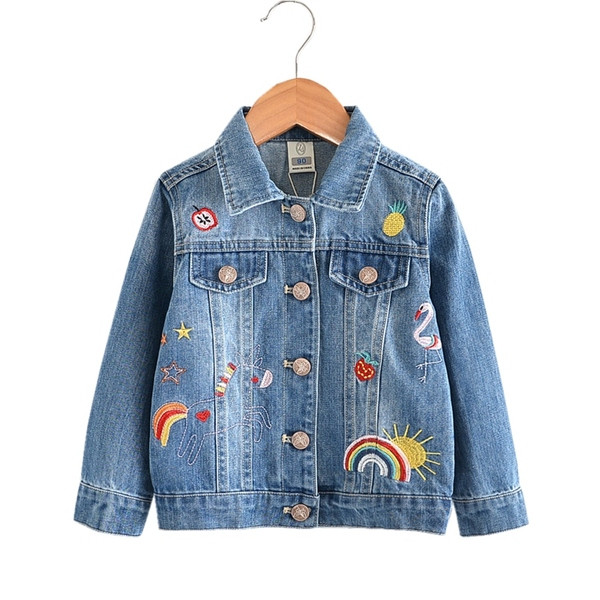 Jachetă de blugi pentru copii modernă cu broderie pentru fete