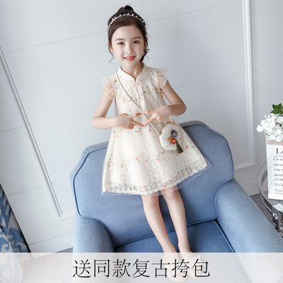 Rochie moderna pentru copii din dantela pentru fete in doua culori cu motive florale